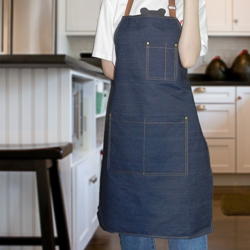 Home Cooking Work - Erkekler Kadınlar için Denim İş Önlüğü
